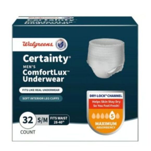 mens disposable underwear s m 32 count Walgreens certainty maximum absorbancy - Picture 1 of 1